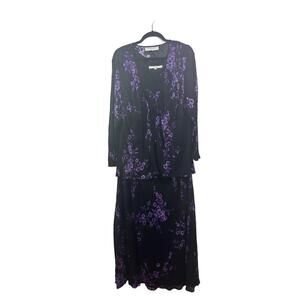 Donna Ricco New York Dress Womens Size 20W Purple TwoPiece Floral Tie Front